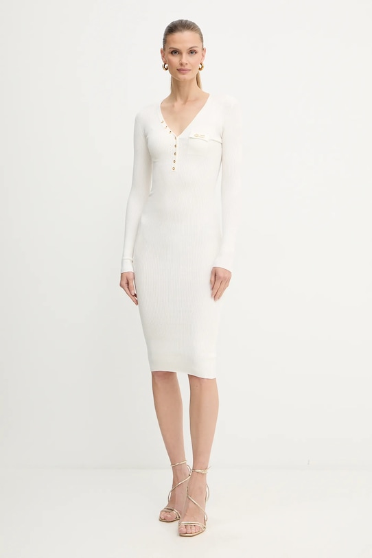 Elisabetta Franchi rochie din mătase mini bej AM10B56E2