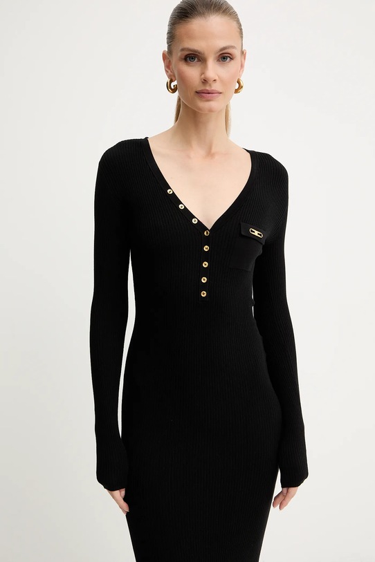 Elisabetta Franchi sukienka z dodatkiem jedwabiu czarny AM10B56E2