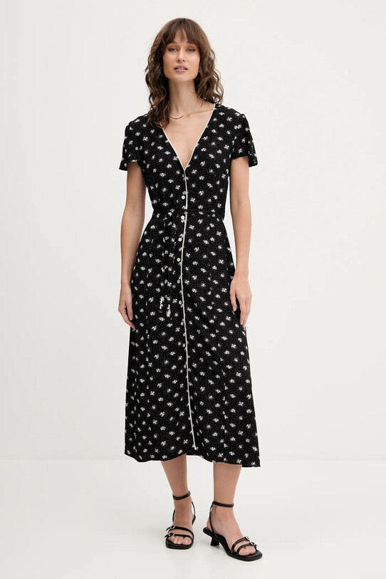 Рокля Tommy Jeans флорален черен DW0DW20884