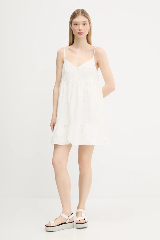 Tommy Jeans rochie din bumbac DW0DW21165 bej AW25