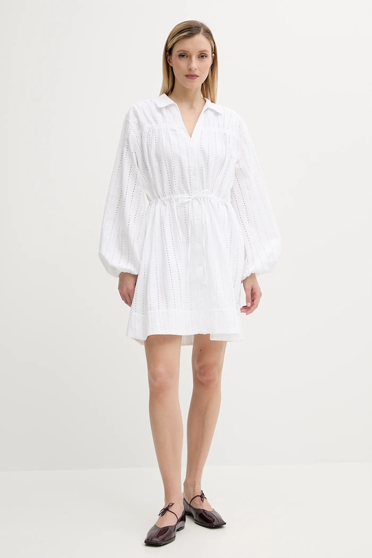 Βαμβακερό φόρεμα Samsoe Samsoe SAMANAROLA F25200060 λευκό AW25