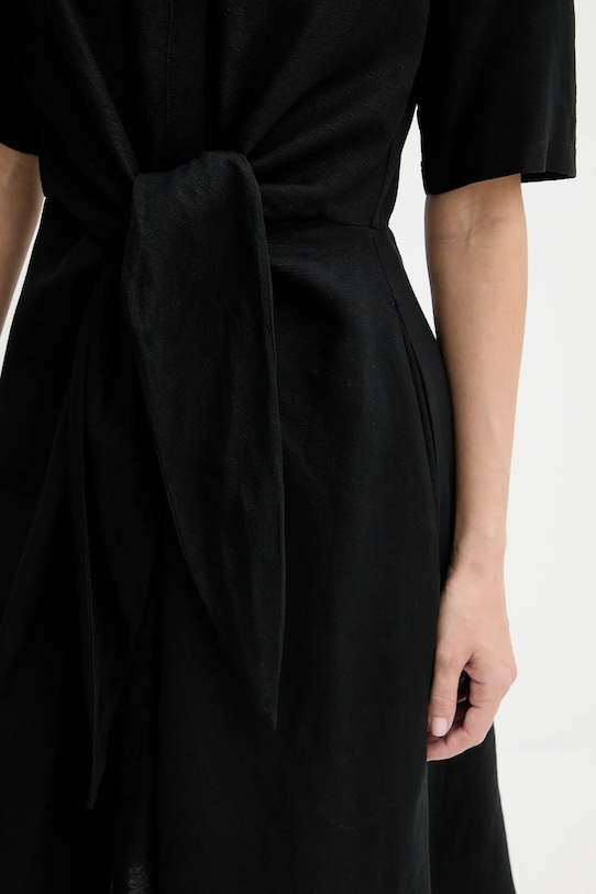 Ľanové šaty Tommy Hilfiger WW0WW45836 čierna