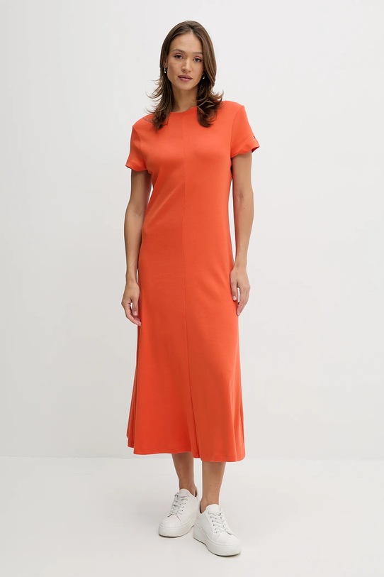 Bavlněné šaty Tommy Hilfiger WW0WW46710 oranžová AW25