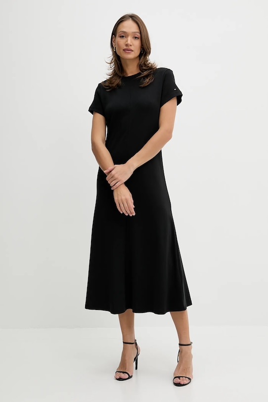 Хлопковое платье Tommy Hilfiger WW0WW46710 чёрный AW25