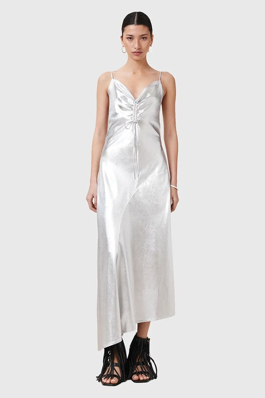 AllSaints sukienka ALEXIA W203DC srebrny