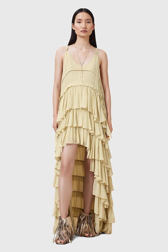 AllSaints rochie CAVARLY maxi galben W206DC