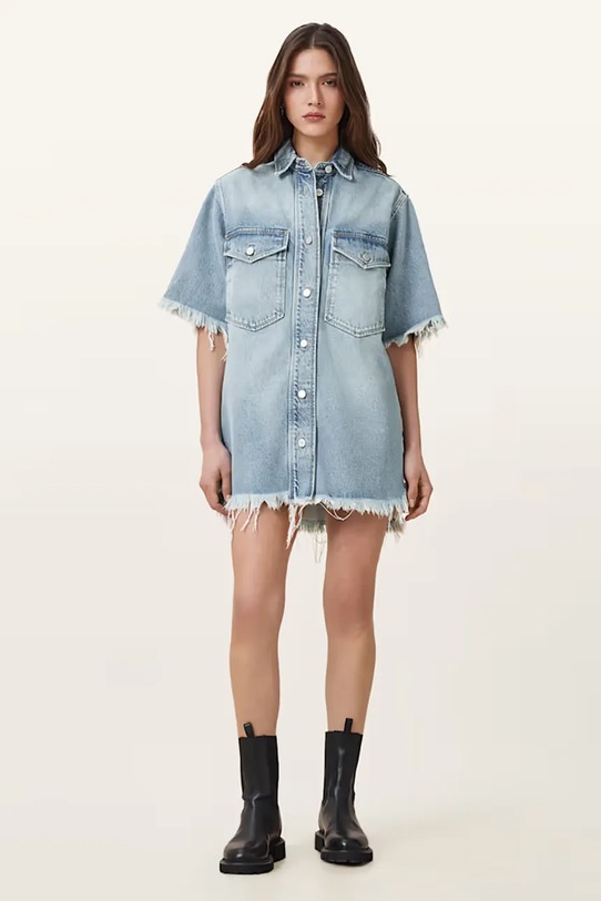 AllSaints rochie din denim FAYE W221DC albastru