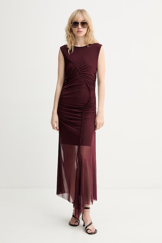 Gestuz sukienka drapowana 10910318 bordowy AW25