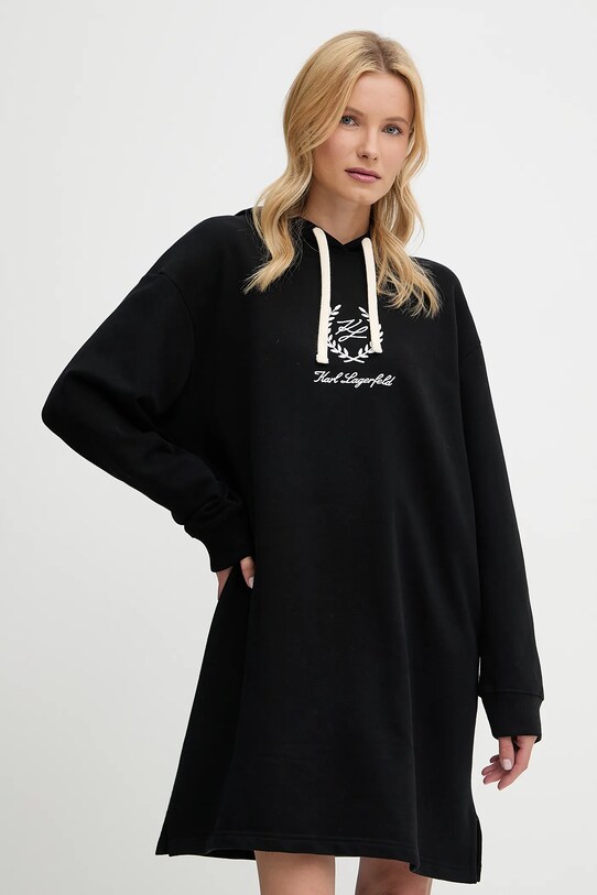 Karl Lagerfeld sukienka bawełniana casual czarny A3W44010