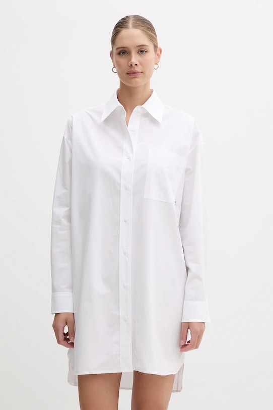 Calvin Klein Jeans rochie din bumbac fixat alb LV047C022G