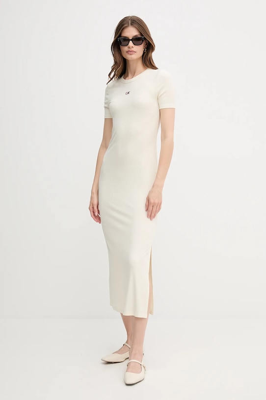 Haljina Calvin Klein Jeans LV044C902G bež AW25