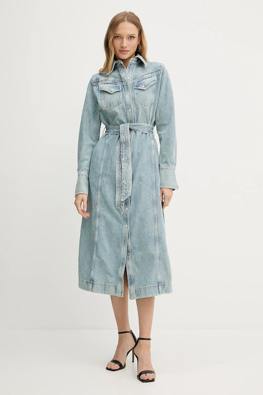 BOSS Orange rochie jeans fixat albastru 50546068