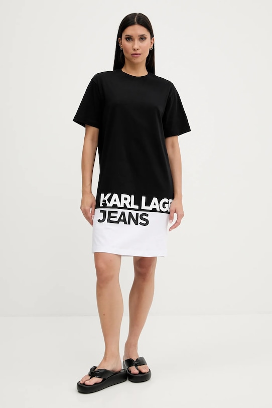 Βαμβακερό φόρεμα Karl Lagerfeld Jeans A3W13005 μαύρο AW25