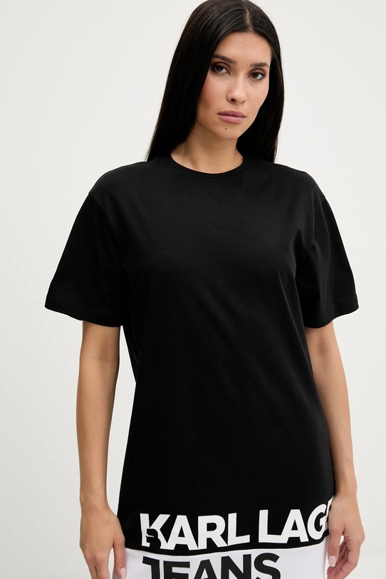 Βαμβακερό φόρεμα Karl Lagerfeld Jeans μαύρο A3W13005