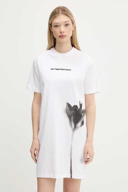 Bavlnené šaty Karl Lagerfeld Jeans bavlna biela A3W13006
