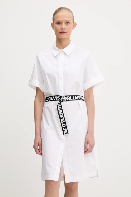 Karl Lagerfeld Jeans vestito in cotone mini bianco A3W13030