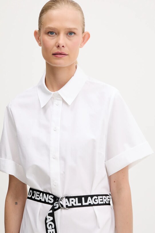 Karl Lagerfeld Jeans vestito in cotone bianco A3W13030