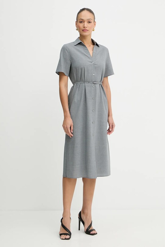 BOSS rochie din lână 50541988 gri AW25