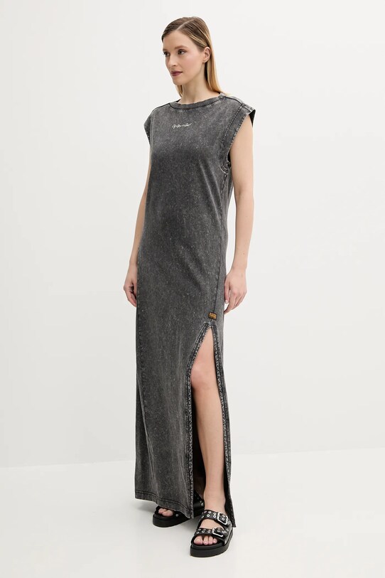 G-Star sukienka bawełniana D26096.C756 szary AW25