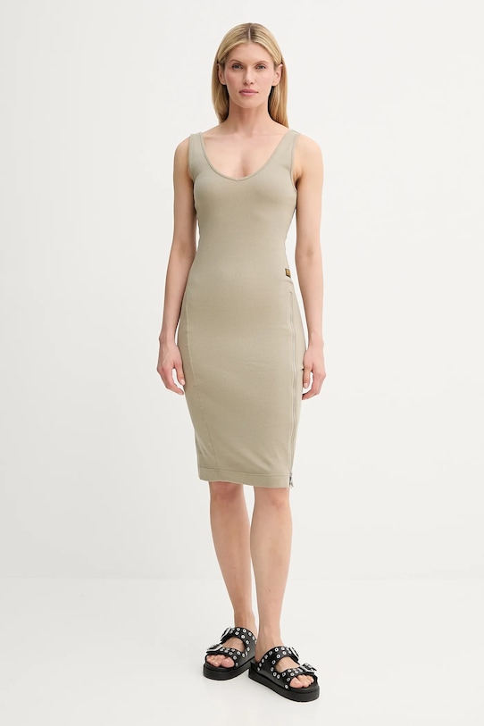 Bavlnené šaty G-Star D26593.D275 béžová AW25