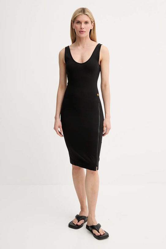 G-Star sukienka bawełniana D26593.D275 czarny AW25