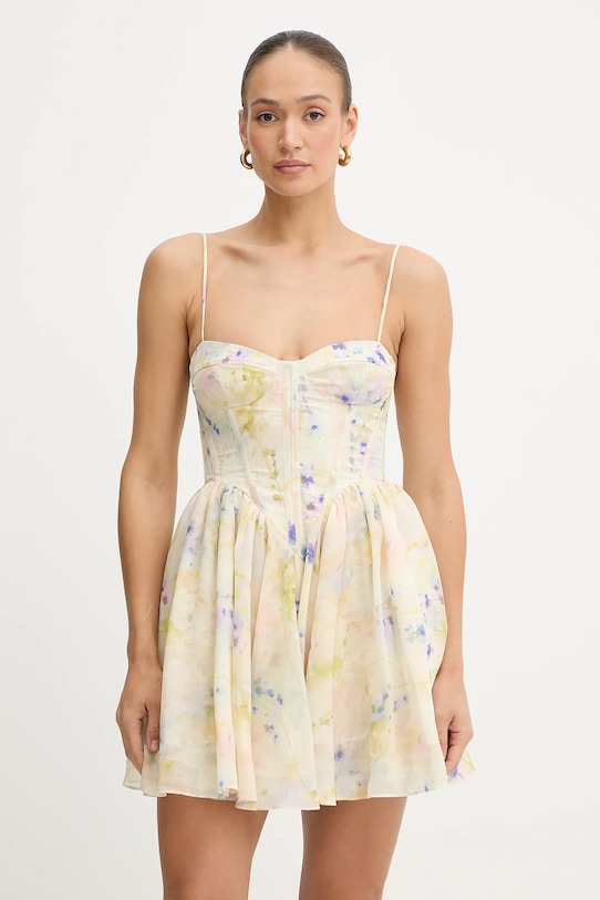 Bardot sukienka rozkloszowany żółty 59910DB