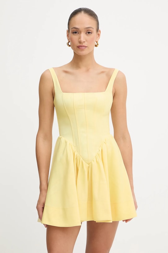 Φόρεμα Bardot μίνι κίτρινο 59902DB