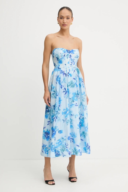 Bardot sukienka midi niebieski 58164DB4