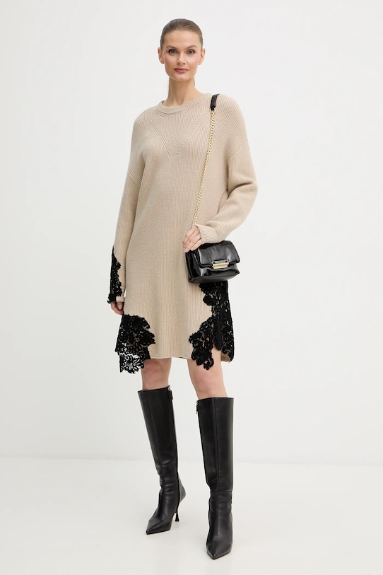 Pinko sukienka z dodatkiem wełny 105504.A2R1 beżowy AW25