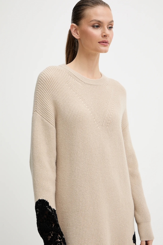 Pinko sukienka z dodatkiem wełny beżowy 105504.A2R1