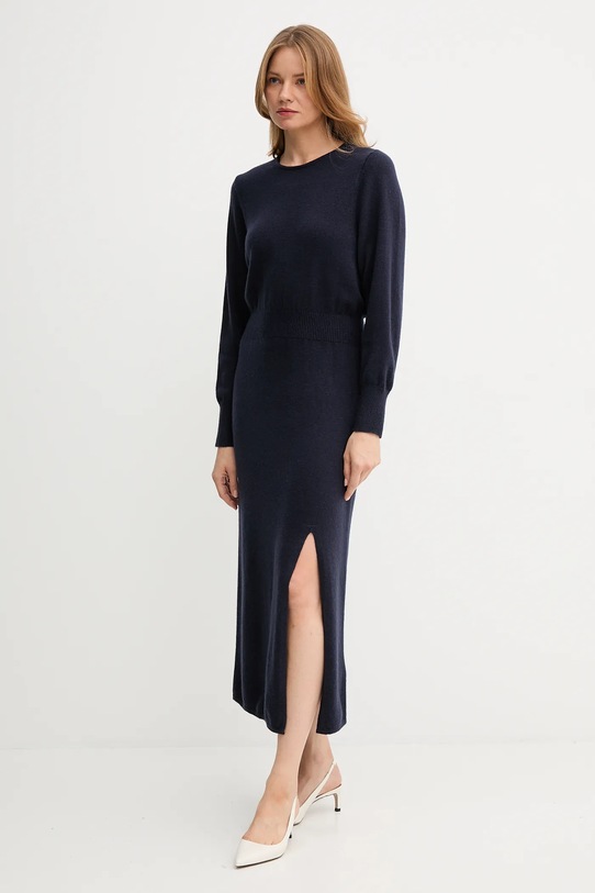 OUI sukienka z wełną 94484 granatowy AW25