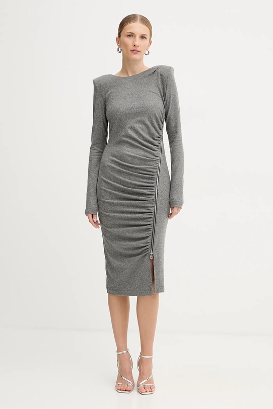 Šaty s prímesou vlny Pinko s elastanom sivá 106126.A2ZU