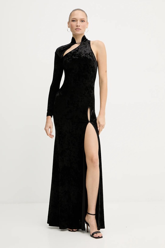 Versace Jeans Couture rochie de catifea forma V negru 79HAO910.J0193