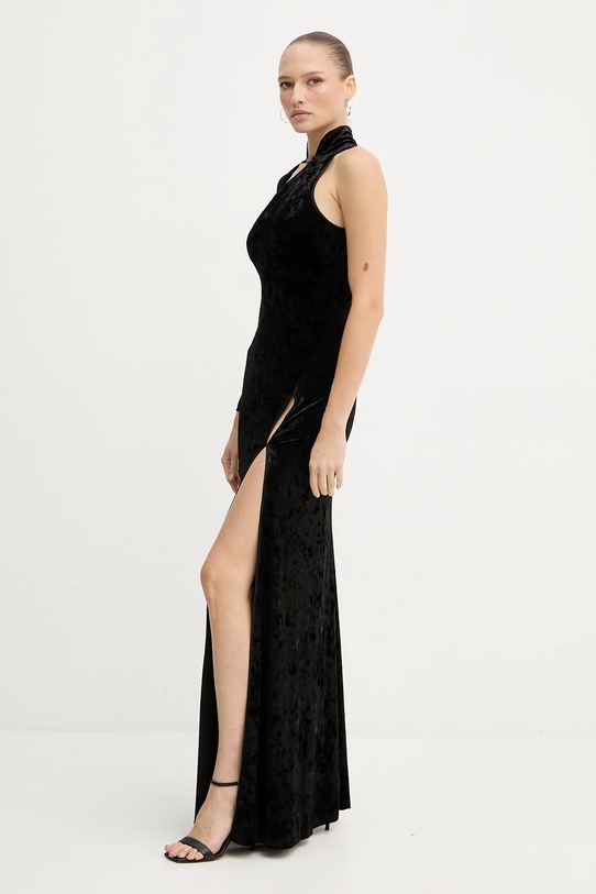Versace Jeans Couture rochie de catifea 79HAO910.J0193 negru AW25
