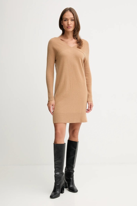 United Colors of Benetton rochie cu lână 1044DV02C bej AW25