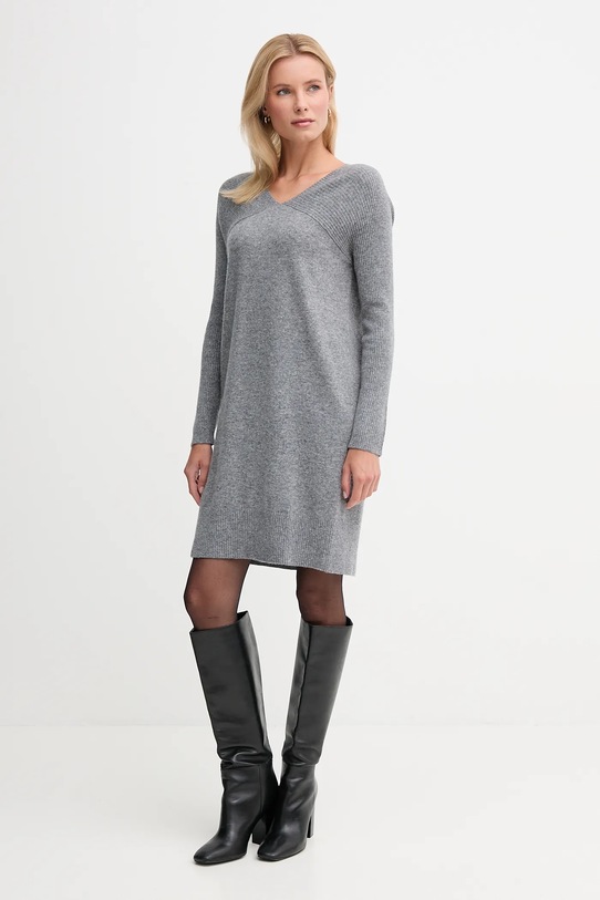 United Colors of Benetton sukienka z dodatkiem wełny 1044DV02C szary AW25