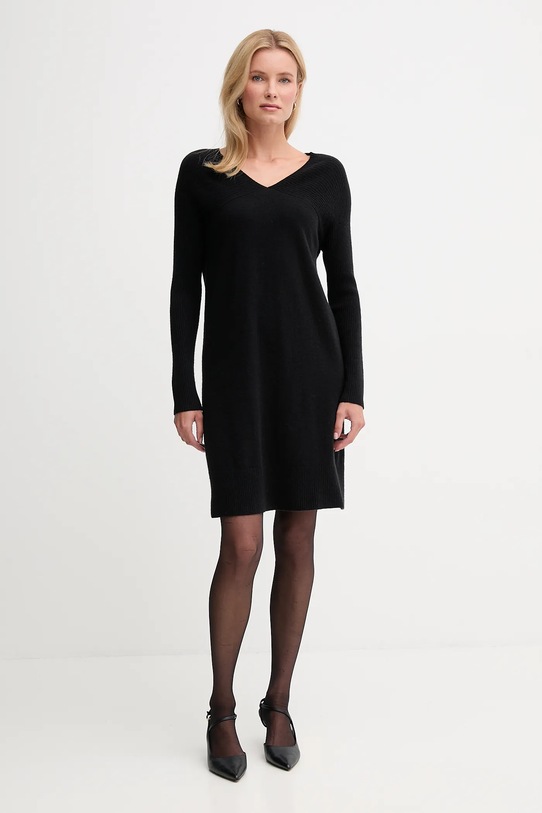 United Colors of Benetton sukienka z dodatkiem wełny 1044DV02C czarny AW25