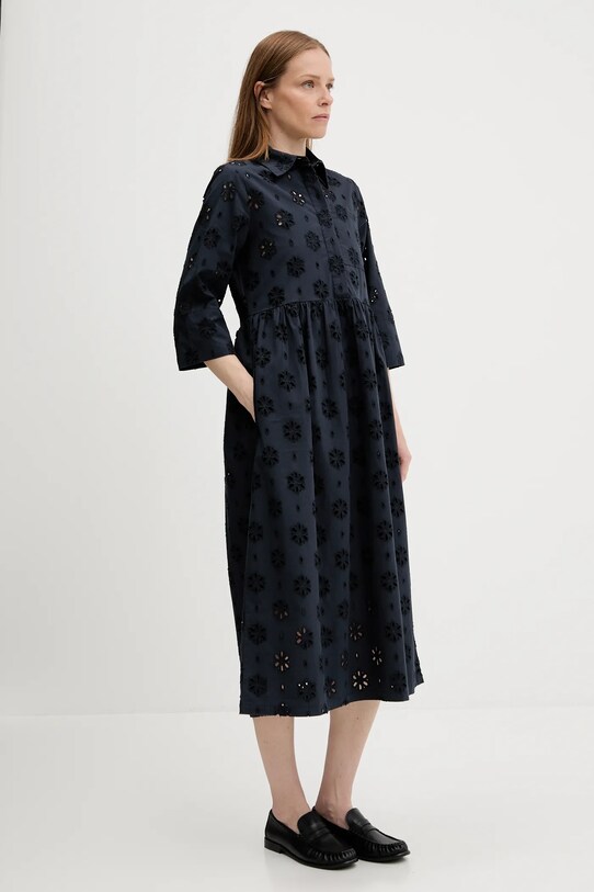 Barbour rochie din bumbac MELISSA LDR0896 bleumarin AW25