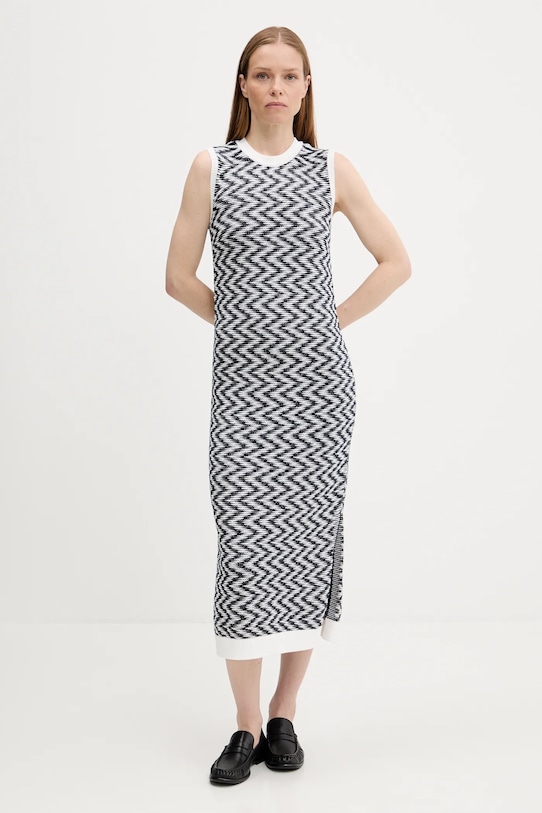 Barbour vestito in cotone OLIVIA midi blu navy LDR0928