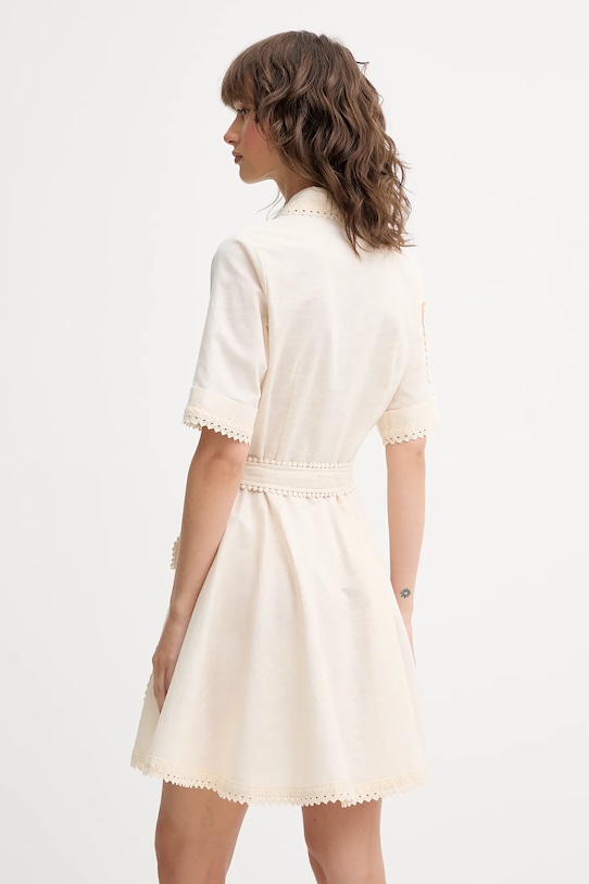 Odzież Never Fully Dressed sukienka z domieszką lnu Lauren NFDDR2810 beżowy