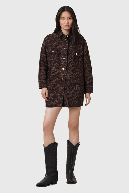 Бавовняна сукня AllSaints FAYE візерунок коричневий W007DD