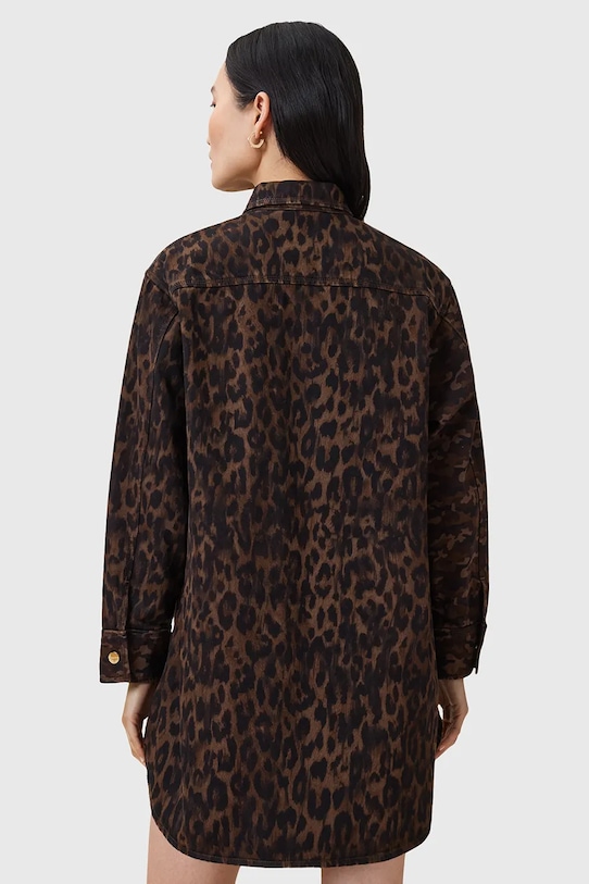 AllSaints sukienka bawełniana FAYE W007DD brązowy