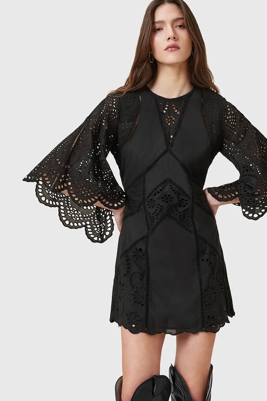 AllSaints sukienka bawełniana LUCI W138DC czarny AW25