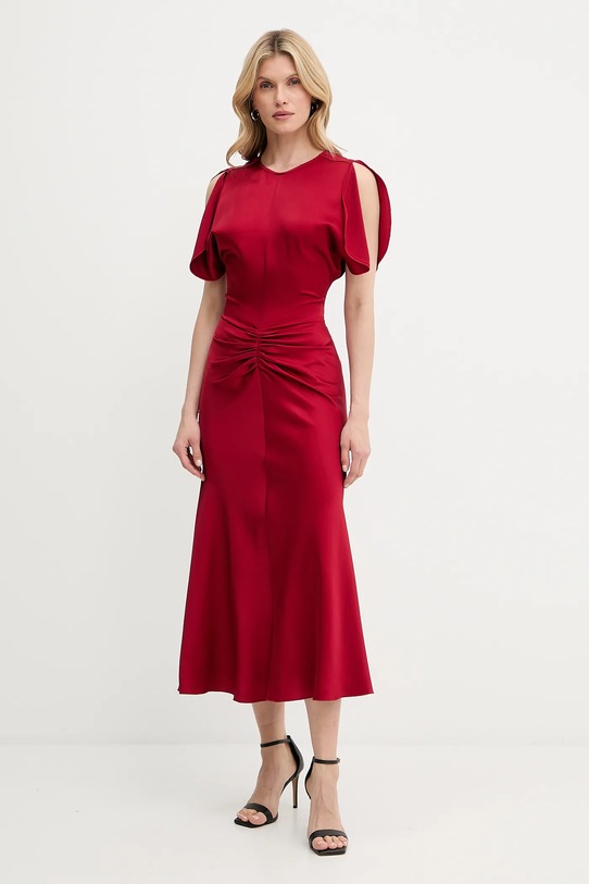 Φόρεμα Victoria Beckham στρογγυλό μπορντό 1325WDR005227D
