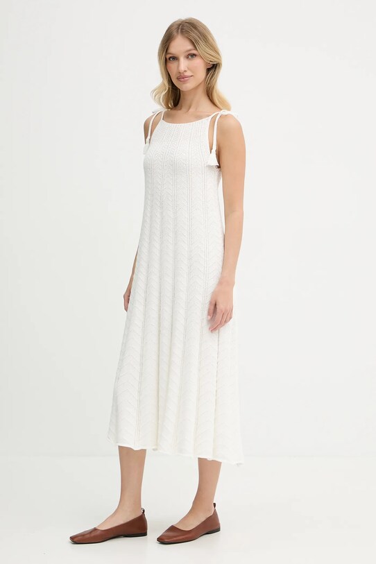 Odzież Pepe Jeans sukienka bawełniana PL953755 beżowy