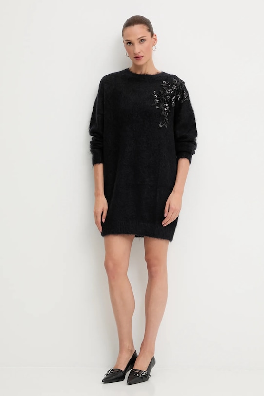 Blugirl Blumarine sukienka z domieszką wełny RF5151.MS037 czarny AW25