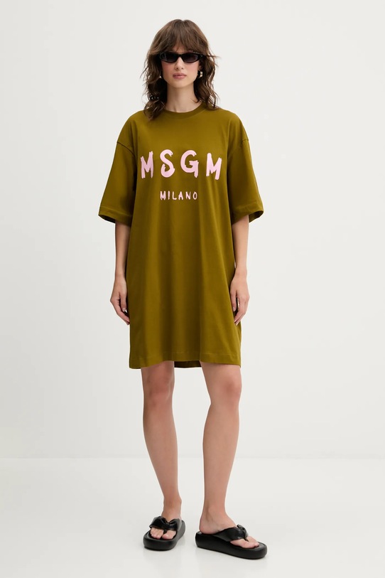 Бавовняна сукня MSGM 3941MDA510.257798 зелений AW25