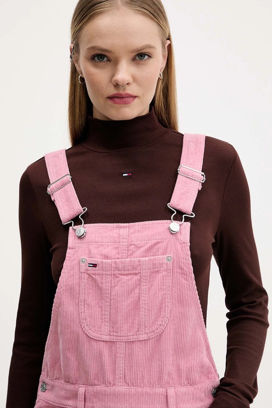 Tommy Jeans sukienka sztruksowa różowy DW0DW21494