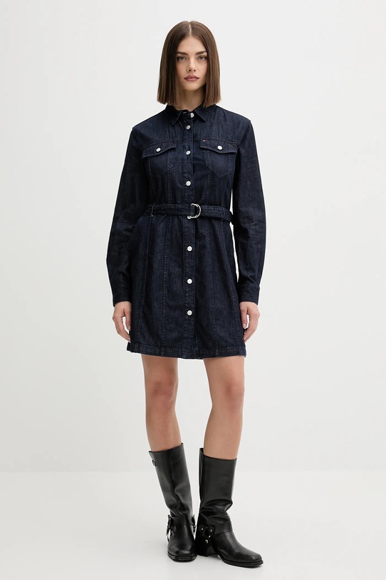 Džínové šaty Tommy Jeans DW0DW21649 námořnická modř AW25