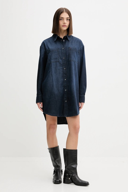 Džínové šaty Tommy Jeans námořnická modř DW0DW21650